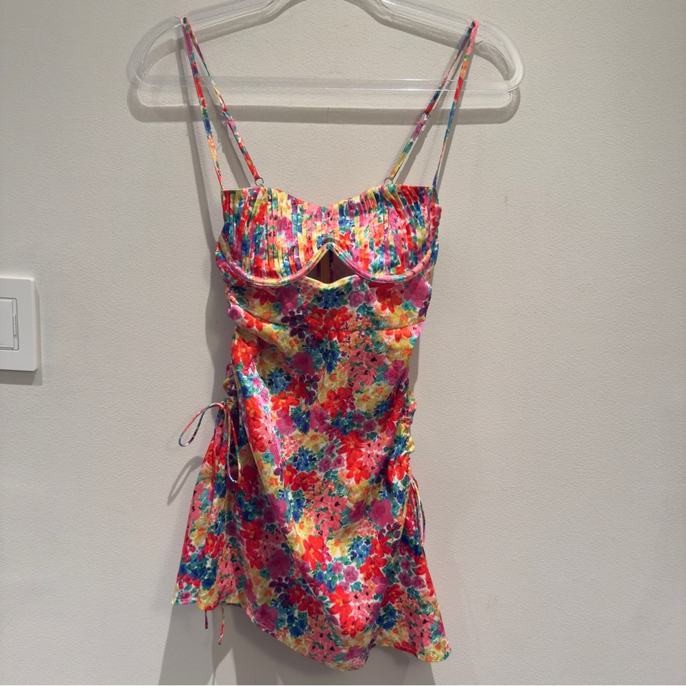 For Love And Lemons Multicolor Floral Dress Merrill Mini Dress Size XS